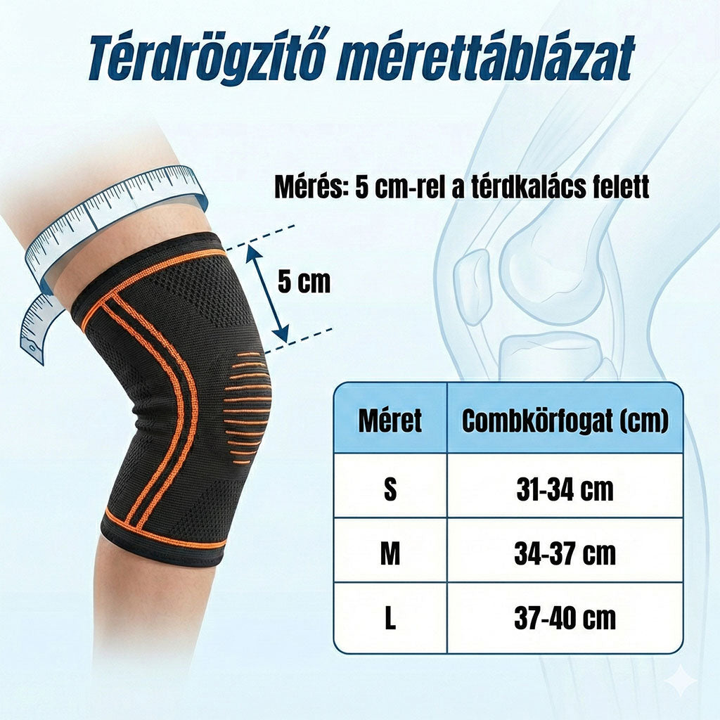 Reis kompressziós térdrögzítő - mérettáblázat